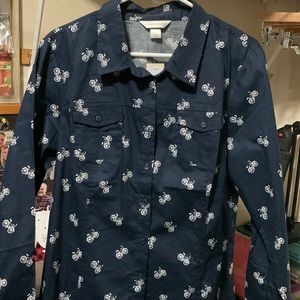 New blouse with bycles, navy blue